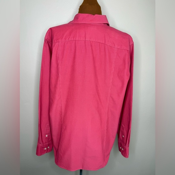 Lands' End Vibrant Pink Corduroy Casual Shirt Long Sleeve Size Large - Picture 3 of 9